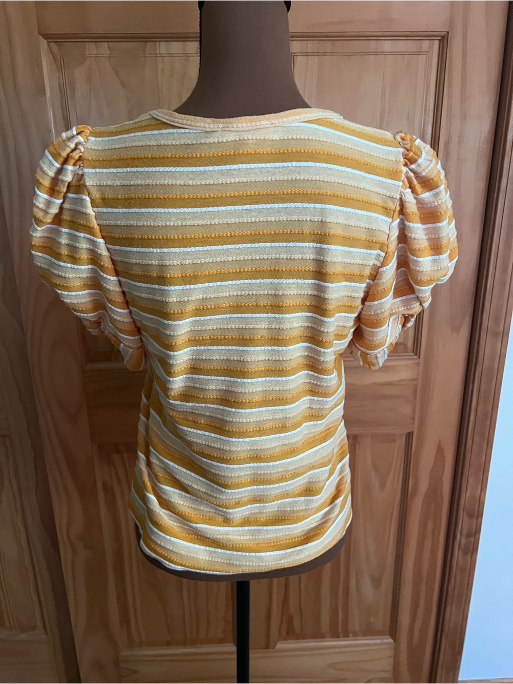 THML Yellow & White Striped Puff-Sleeve Knit Tee - Picture 4 of 8